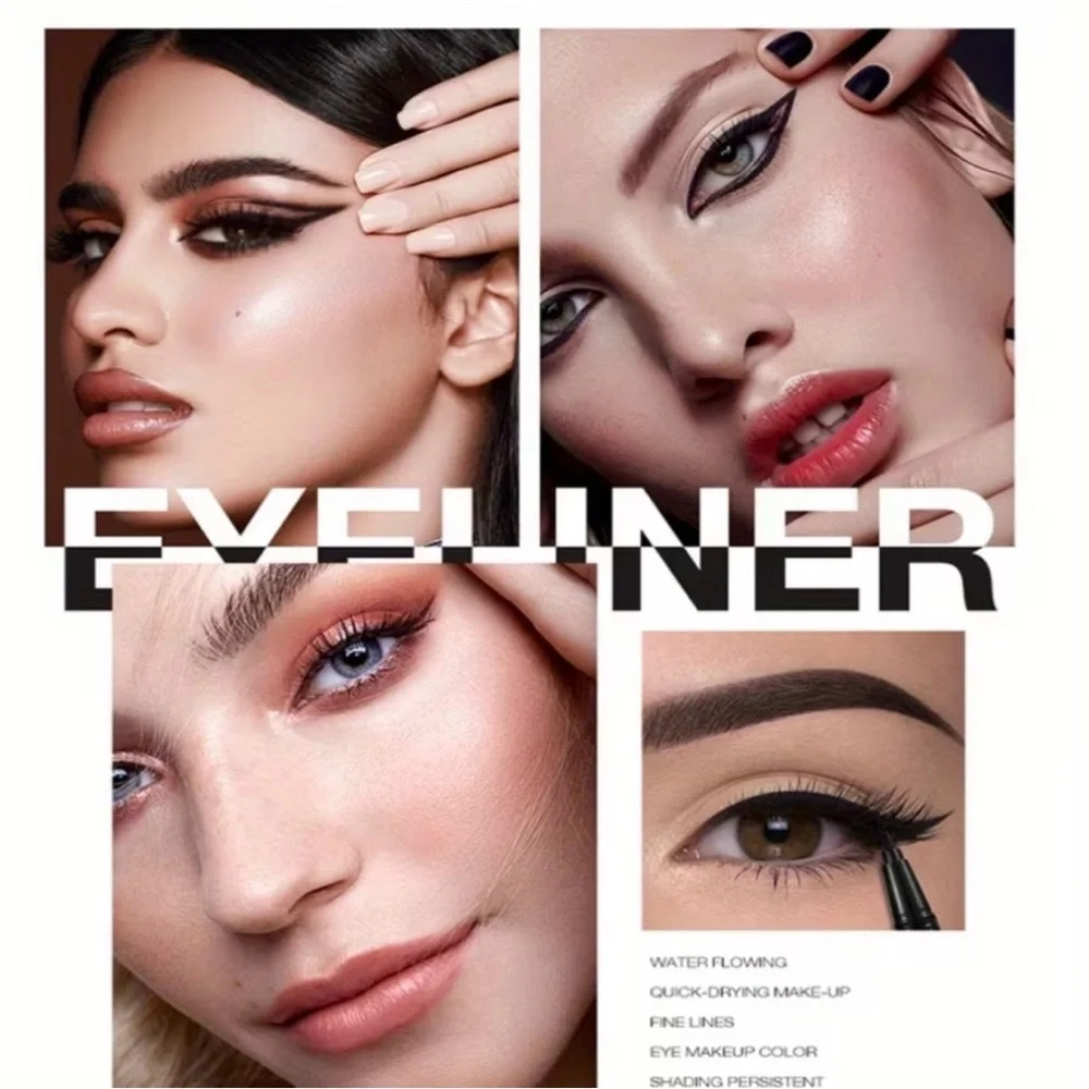Waterproof Eyeliner Pen Black Quick Dry Long Lasting Smooth Eye Makeup Tool